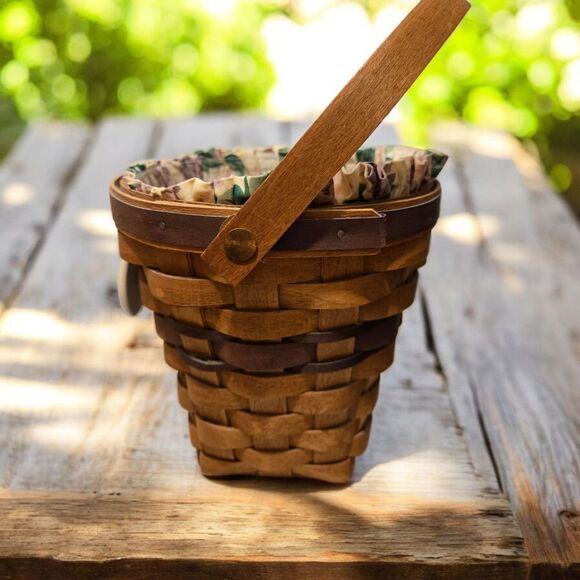 Longaberger 1994 May Series Lilac Basket, Liner, Tie On,  Protector set - Picture 2 of 10